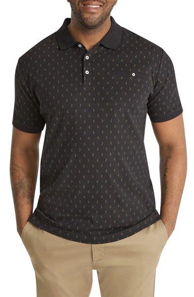 Johnny Bigg Callan Geometric Print Pocket Polo In Black