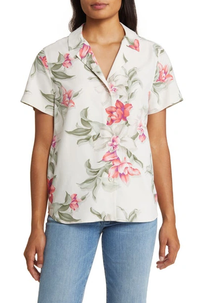 Tommy Bahama Beachway Blooms Talulla Floral Silk Button-up Shirt In Coconut