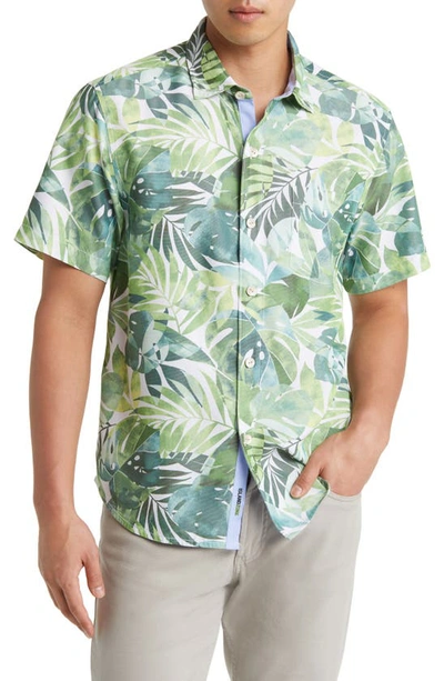 Tommy Bahama Coconut Point Palma Fresca Short Sleeve Button-up Shirt In Dark Monstera
