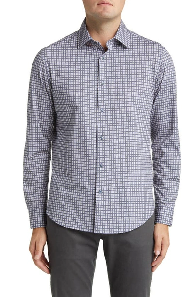 Bugatchi James Ooohcotton® Geometric Print Button-up Shirt In Cobalt