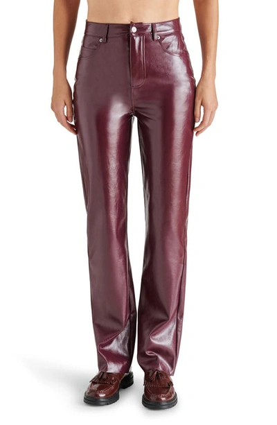 Steve Madden Loren Faux Leather Straight Leg Trousers In Pink