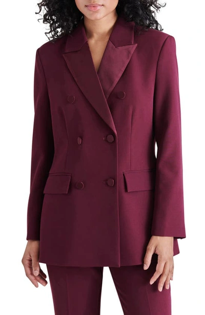 Steve Madden Hayley Double Breasted Suit Blazer In Red