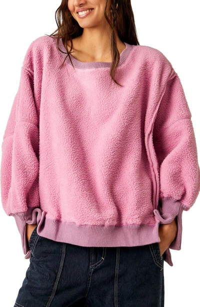 Free People Camden Fleece Sweatshirt In Pink