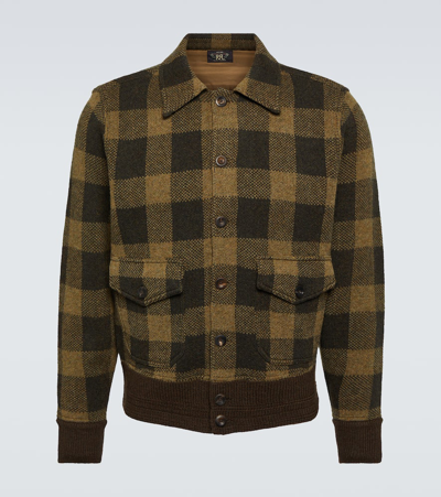 Rrl Checked Wool Jacket In Olive Multi