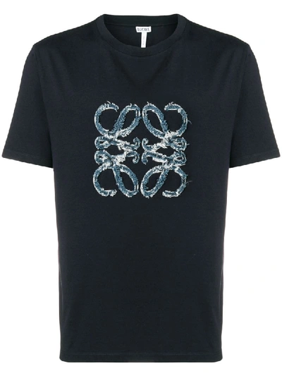 Loewe Logo-appliquéd Cotton T-shirt In Blue