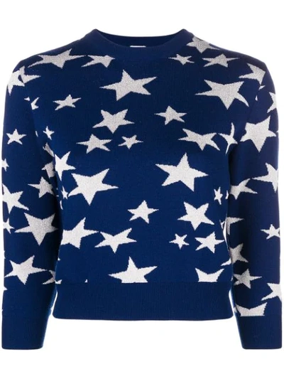Loewe Wool Knit Sweater W/ Lurex Stars In Blue