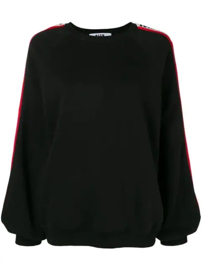 Msgm Oversized Logo Bands Cotton Sweatshirt In Black