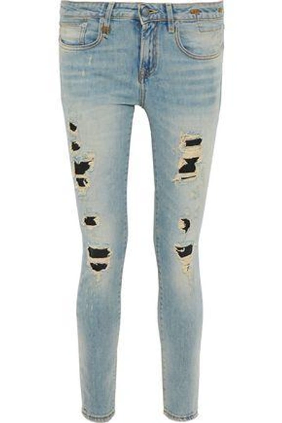 R13 Alison Distressed Low-rise Skinny Jeans In Light Denim