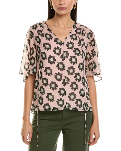 Ted Baker Harlynn Womens Split Sleeve Top With Neck Tie In Pink