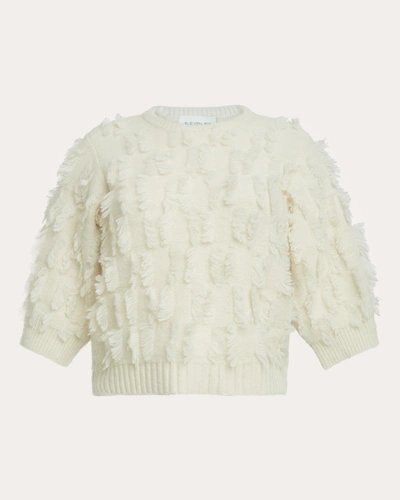 Eleven Six Lucie Cutout Tassel Fringe Sweater In White