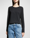 Lafayette 148 Long-sleeve Crewneck Tee In Black