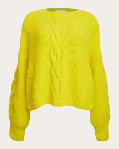 Eleven Six Vaida Drop-shoulder Cable-knit Sweater In Citron