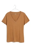 Madewell Whisper Cotton V-neck T-shirt In Kraft Brown