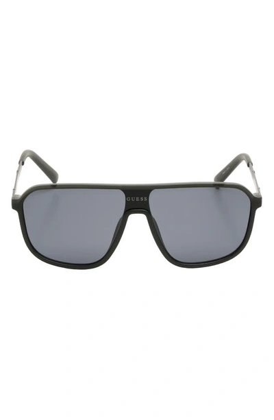 Guess 59mm Shield Sunglasses In Matte Black / Smoke