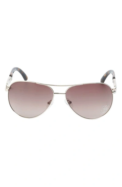 Guess 58mm Pilot Sunglasses In Gold / Gradient Brown