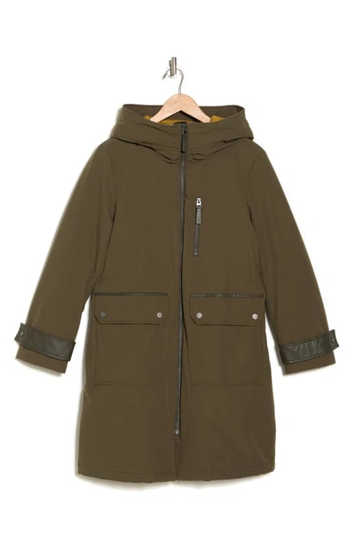 Andrew Marc Water Resistant Hooded Jacket In Artichoke