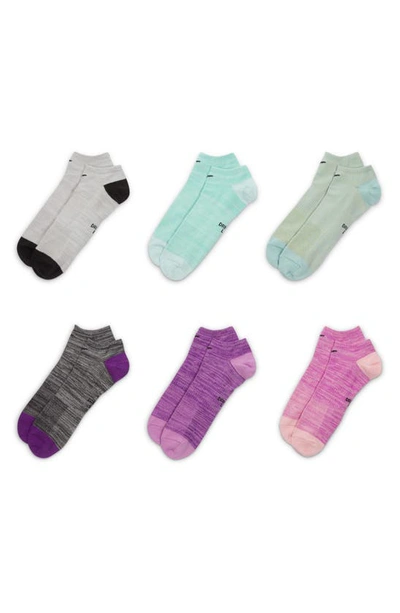 Nike 6-pack Everyday Lightweight No-show Training Socks In Lsgpdb/ Jierb/ Hmb