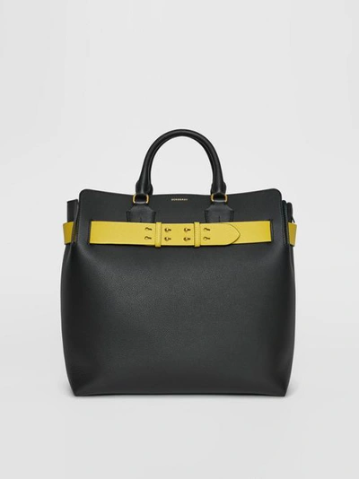 Burberry The Large Leather Belt Bag In Black/yellow
