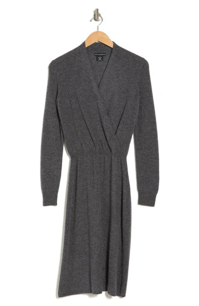 Sofia Cashmere Long Sleeve Cashmere Sweater Dress In Medium Charcoal