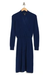 Sofia Cashmere Long Sleeve Cashmere Sweater Dress In Navy