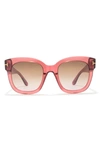 Tom Ford 52mm Square Sunglasses In Pink / Other / Gradient Brown