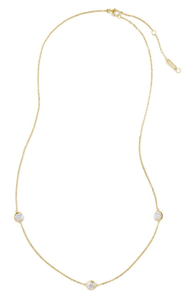 Lightbox 14k Gold Lab Grown Diamond Bezel Station Necklace In White/ 14y