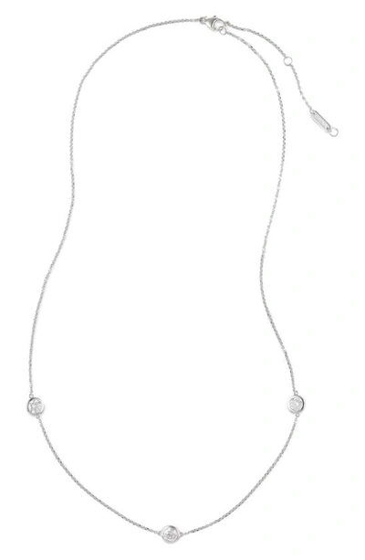 Lightbox 14k Gold Lab Grown Diamond Bezel Station Necklace In White/ 14w