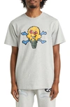 Icecream Pixel Cotton Graphic T-shirt In Heather Grey