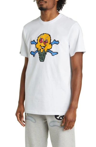 Icecream Pixel Cotton Graphic T-shirt In White