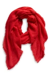 Tasha Crinkle Fringe Scarf In Red