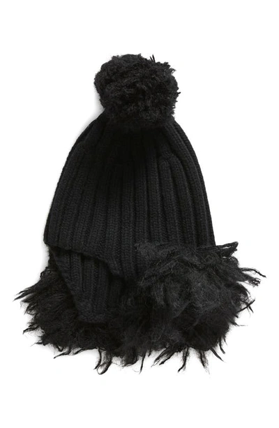 Tao Comme Des Garçons Hand Knit Rib Wool Blend Beanie In Black