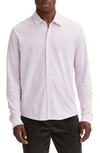 Vince Cotton Piqué Knit Button-up Shirt In Fox Glove