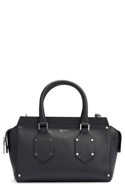 Hugo Boss Small Ivy Leather Shoulder Bag In Black