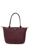 Longchamp Medium Le Pliage Green Recycled Canvas Shoulder Tote Bag In Burgundy