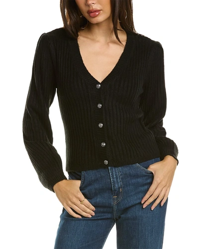 Donna Karan Jewel Button Front Cardigan In Black
