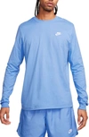 Nike Sportswear Long Sleeve Club T-shirt In Blue