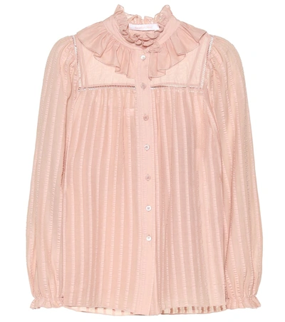 See By Chloé Ruffled Cotton-blend Blouse In Pink