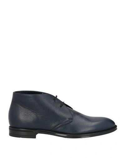 Doucal's Man Ankle Boots Midnight Blue Size 12 Soft Leather In Black