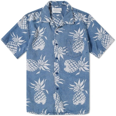 Remi Relief Short Sleeve Pineapple Print Vacation Shirt In Blue