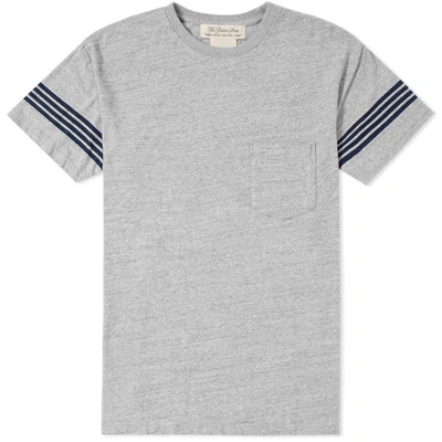 Remi Relief Four Stripe Sleeve Pocket Tee In Grey