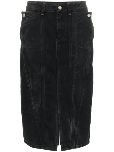 Givenchy High Waisted Fitted Denim Skirt In Black
