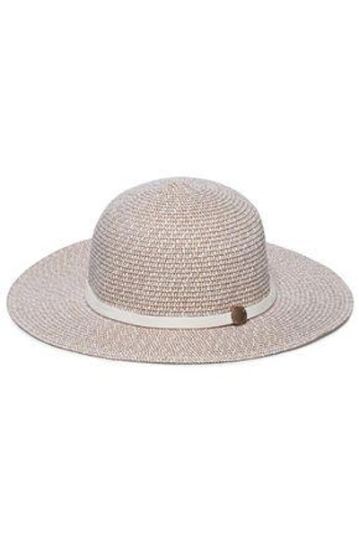 Melissa Odabash Woman Colette Leather-trimmed Straw Sunhat Taupe