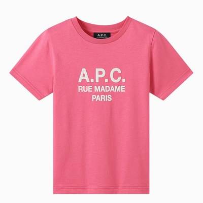 Apc Abel Salmon T-shirt With Logo In Pink