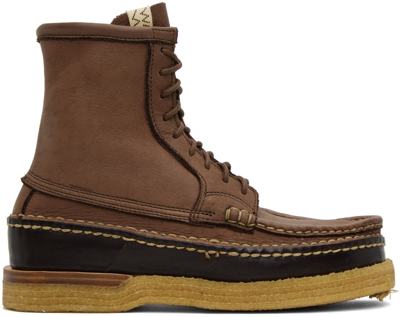 Visvim Cheekag-folk Lace-up Leather Boots In Brown