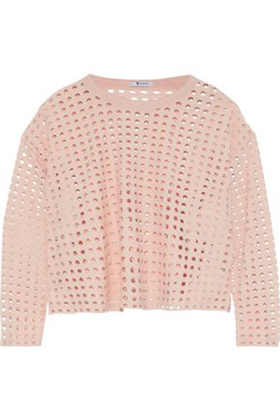 Alexander Wang T T By Alexander Wang Woman Laser-cut Jersey Top Blush