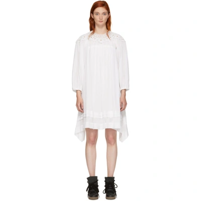 Isabel Marant Étoile Rita Asymmetric Embroidered Cotton Dress In 20wh White
