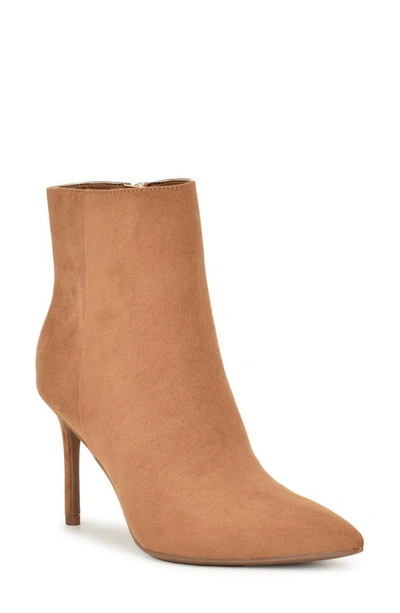 Nine West Gurly Pointed Toe Bootie In Tan Faux Suede
