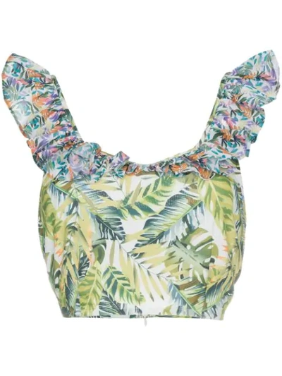 All Things Mochi Selina Ruffle Trim Crop Top In Green