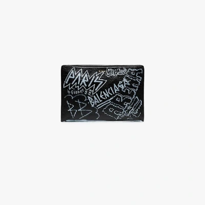 Balenciaga 'bazar Grafitti' Clutch In Black