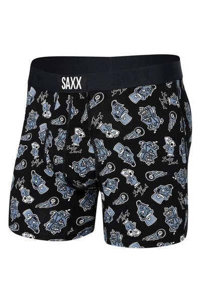 Saxx Ultra Super Soft Relaxed Fit Boxer Briefs In Lucky Devil- Black